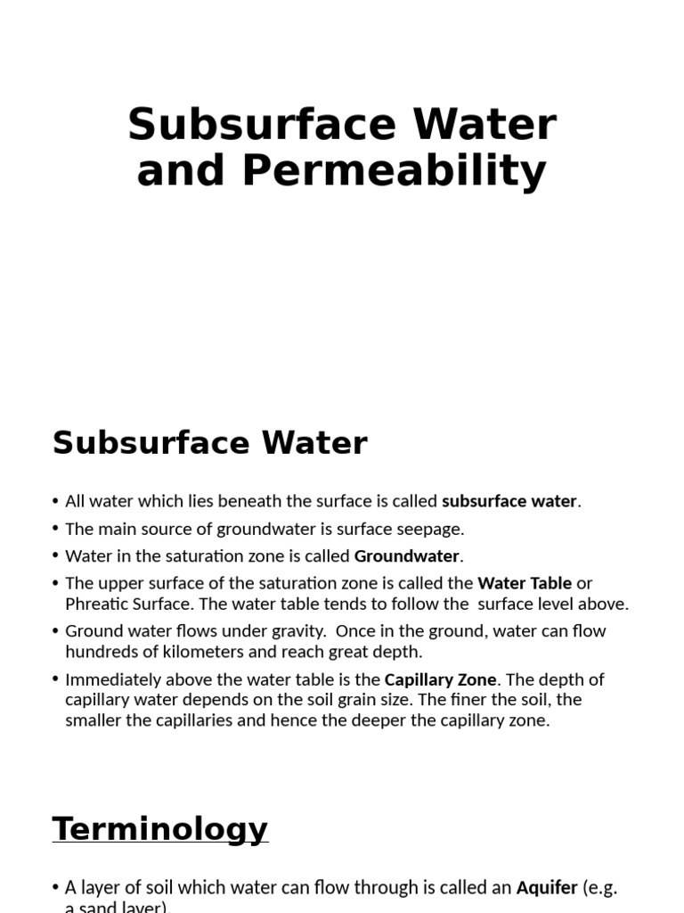 Subsurface Water and Permeability Guide | PDF | Aquifer | Groundwater