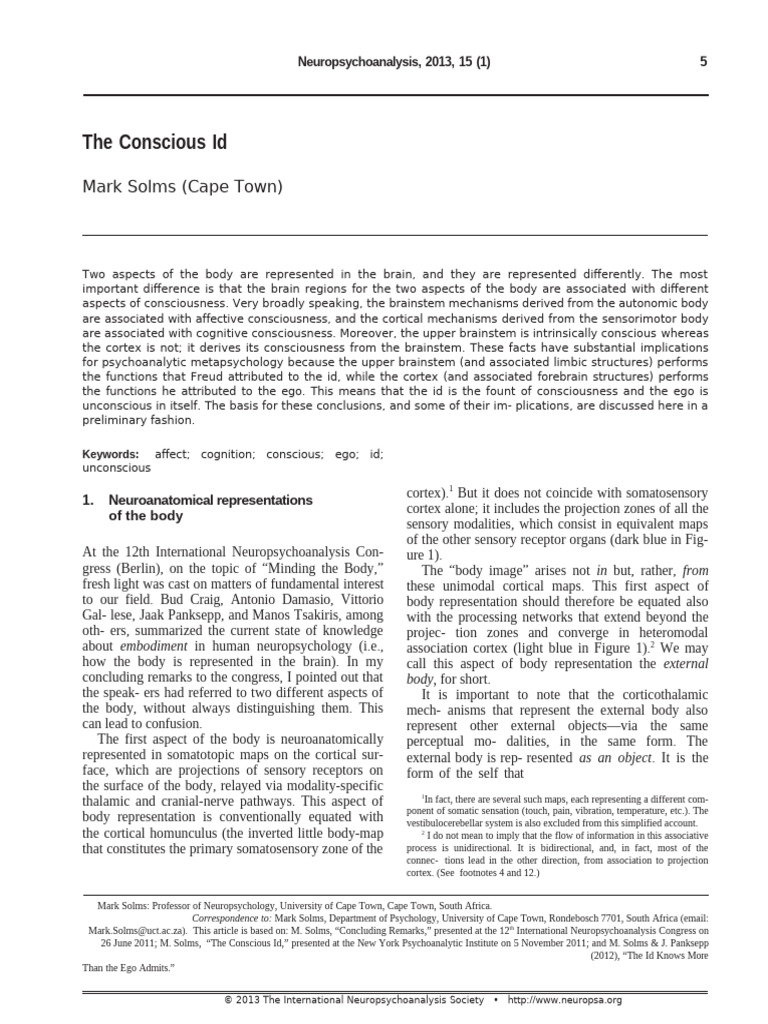 The Conscious Id206 | PDF | Consciousness | Cerebral Cortex