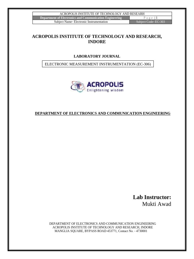 Electronic Instrumentation Lab Journal | PDF | Rectifier | Analog To ...