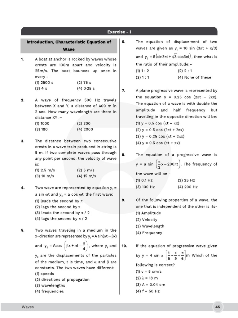 Waves Worksheet | PDF