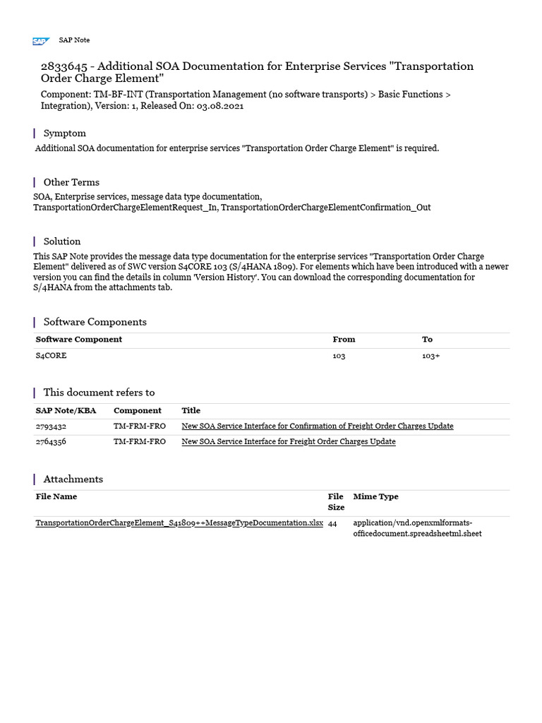 SOA Documentation for Transport Charges | PDF