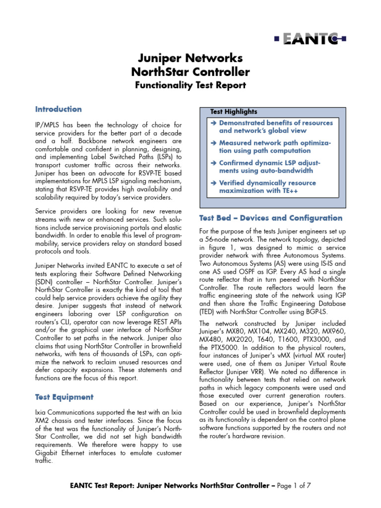 NorthStar Controller Functionality Report | PDF | Computer Network ...
