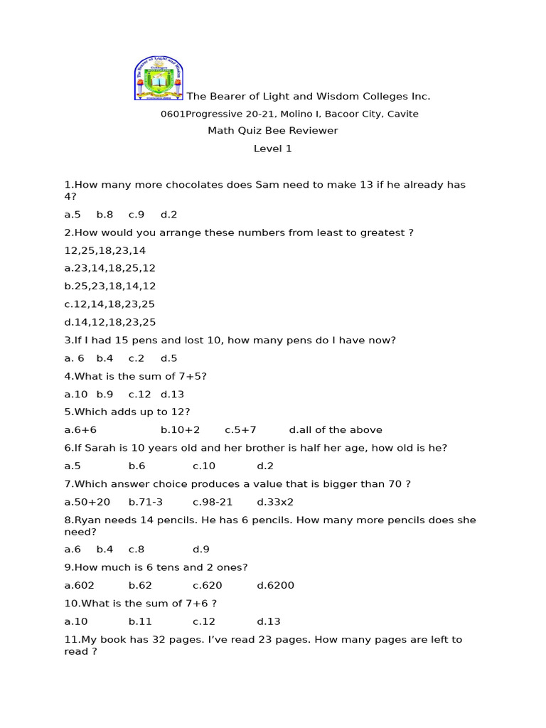 Math-Reviewer Qu8zbee BLWC | PDF | Mathematics | Elementary Mathematics