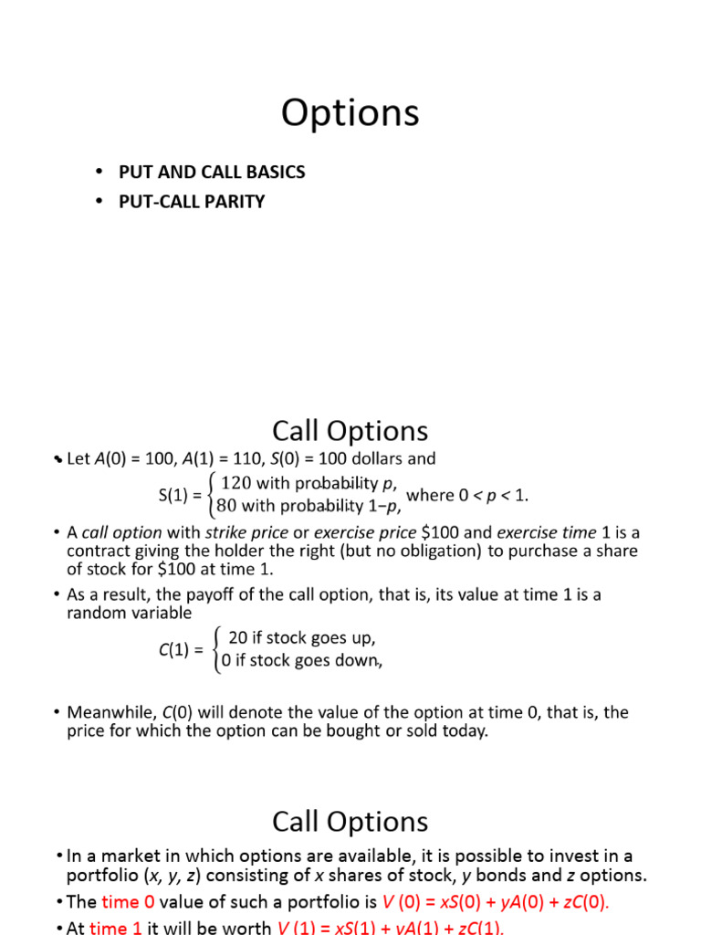 Options Pricing and Examples Guide | PDF | Option (Finance) | Put Option