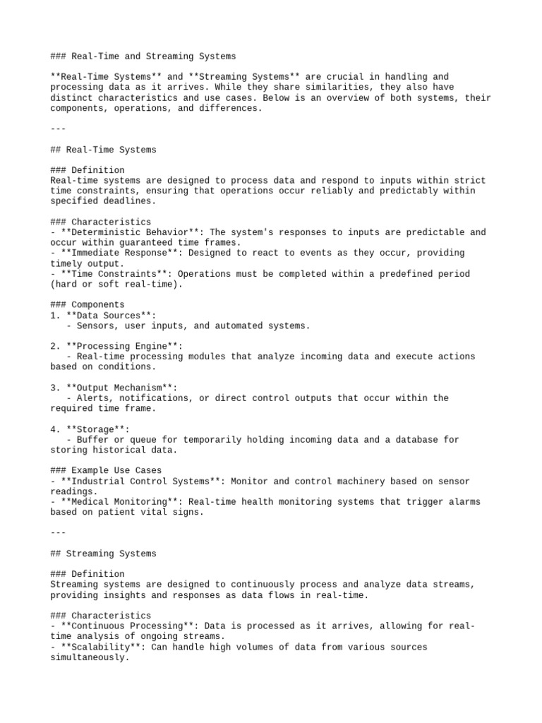 Real-Time vs Streaming Systems Explained | PDF | Real Time Computing ...