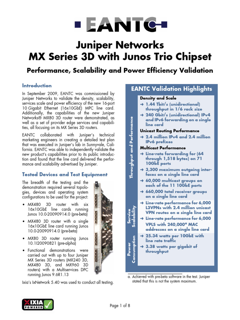 Juniper MX Series 3D Performance Validation | PDF | Computer Network ...