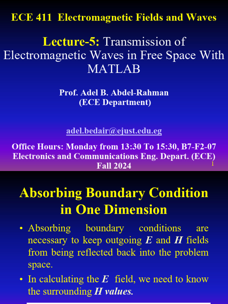 Electromagnetic Wave Simulation in MATLAB | PDF | Waves | Electronic ...