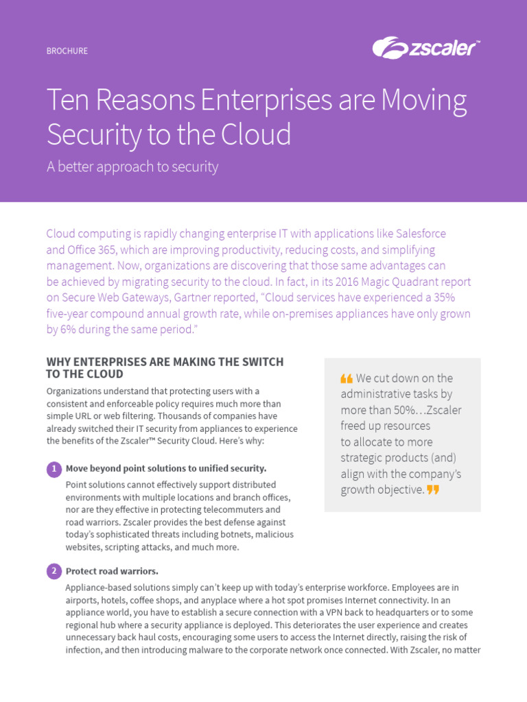Ten Reasons Enterprises Are Moving Security To The Cloud | PDF | Cloud ...
