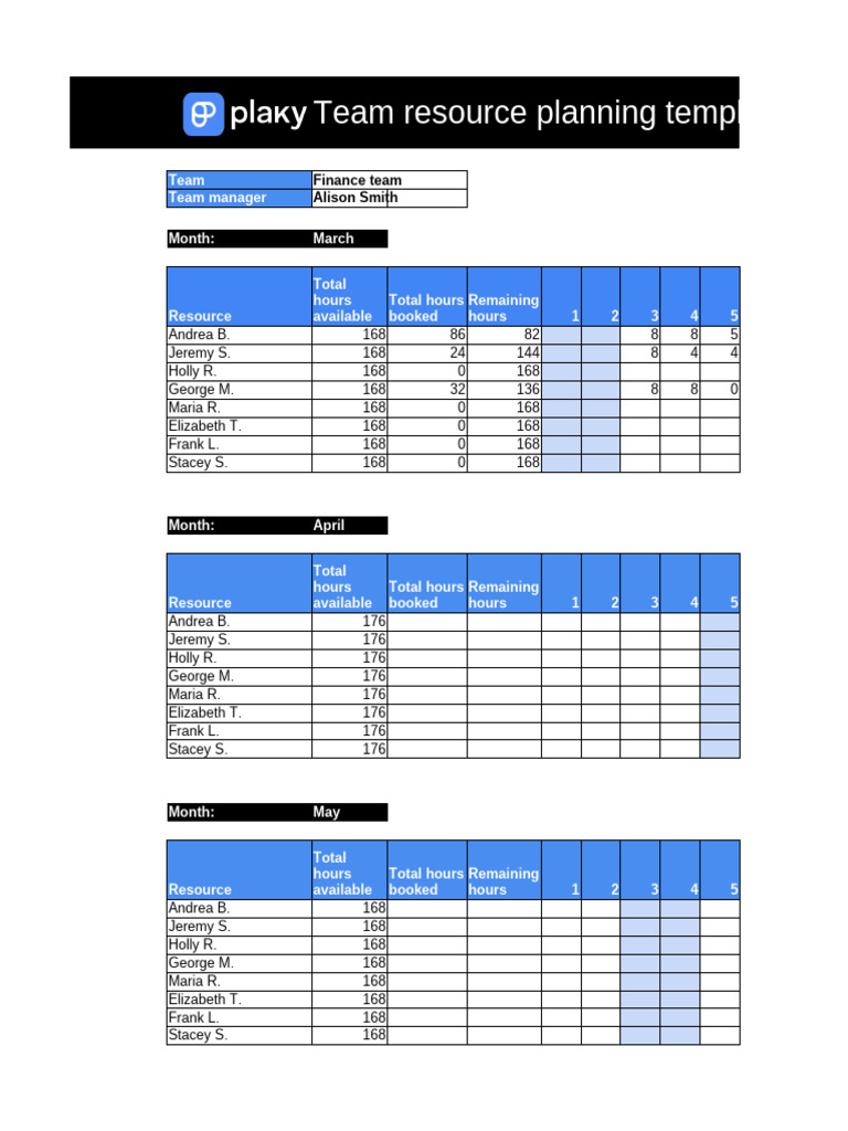 Plaky Team Resource Planning Template | PDF | Private Law
