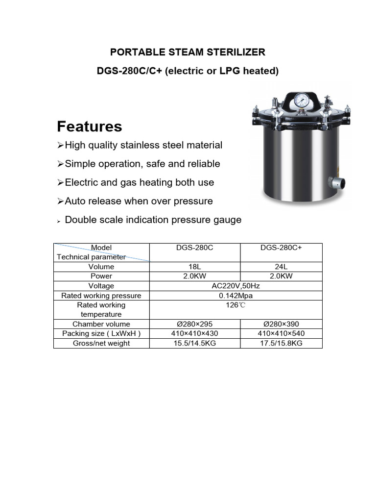 Portable Steam Sterilizer DGS-C | PDF