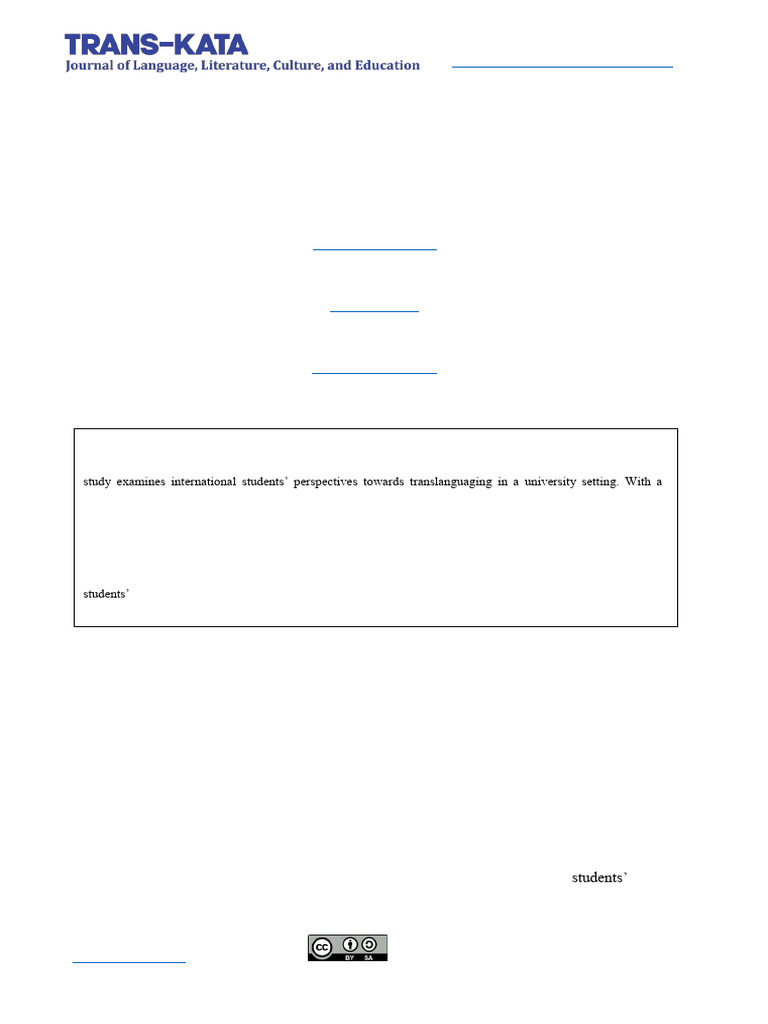 International Students' Views on Translanguaging | PDF | Survey ...
