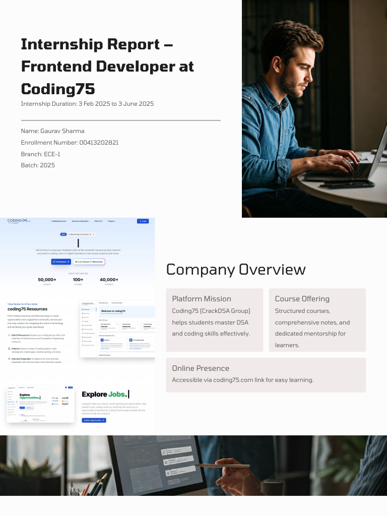Frontend Internship Report at Coding75 | PDF | Modular Programming ...