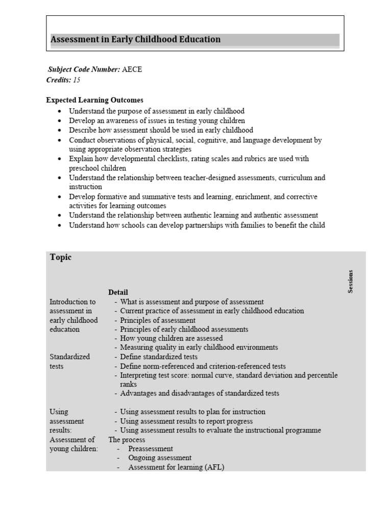 Early Childhood Education Assessment Guide | PDF | Educational ...