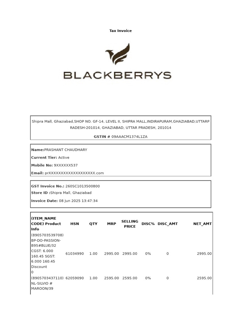 Tax Invoice for Apparel and Accessories | PDF | Public Administration ...