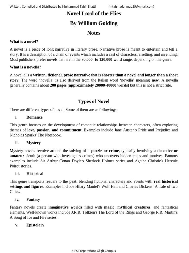 Understanding Novels: Types & Elements | PDF | Narration | Mystery Fiction