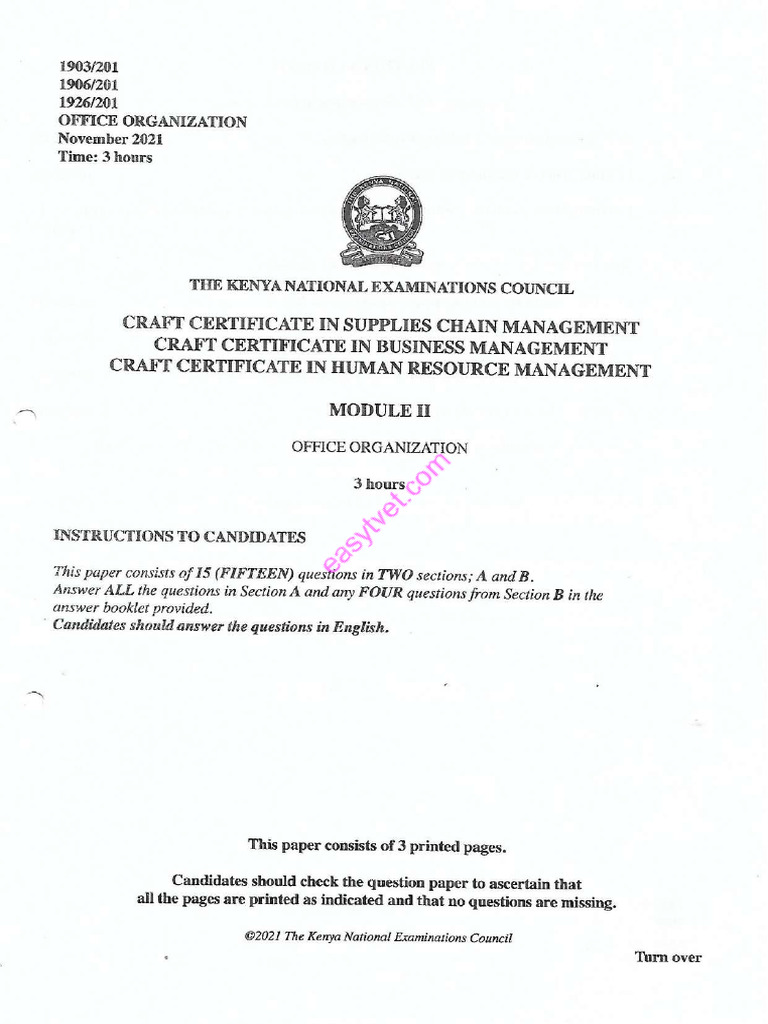Notes On Office Organization Certificate Level Module 2 For Business ...