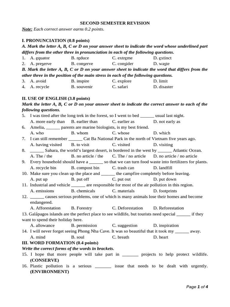 Second Semester English Revision Guide | PDF | Plastic | Natural ...