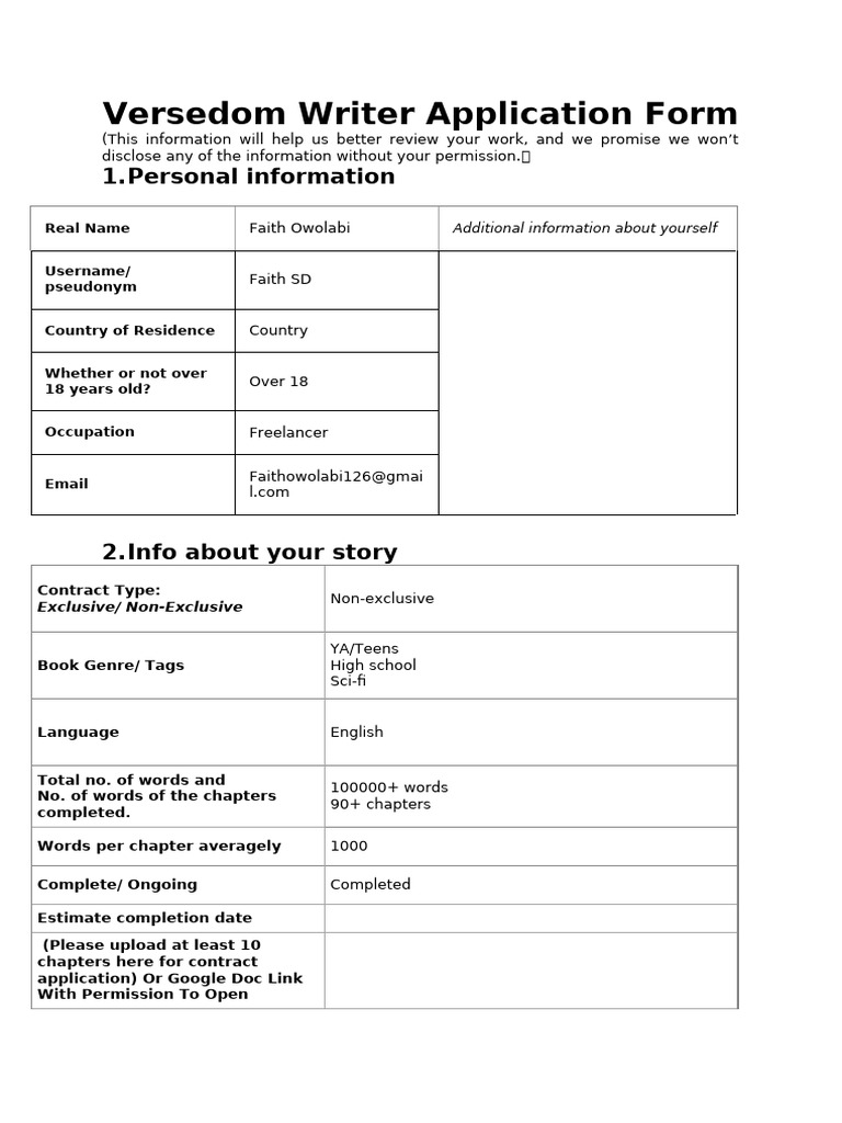 Versedom Author Application Form1 | PDF