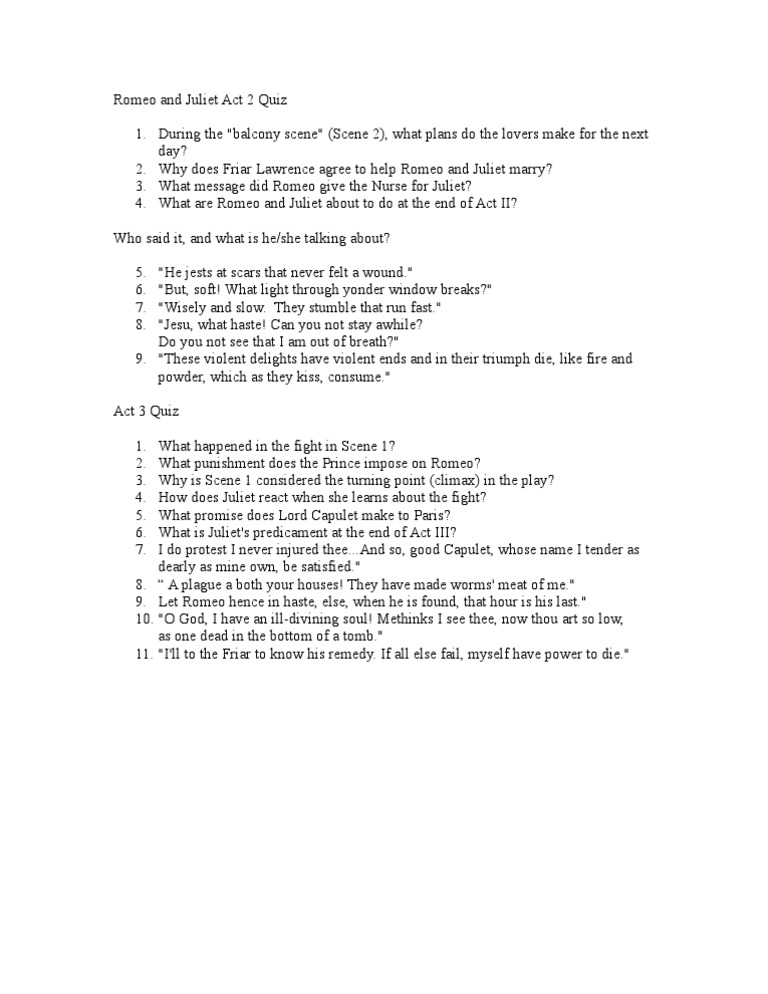romeo and juliet discussion questions act 2