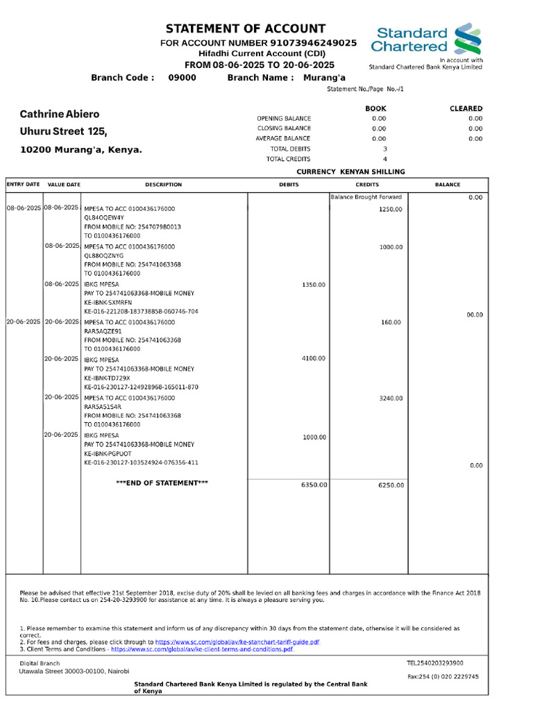 Standard Chartered Statement - 1 | PDF