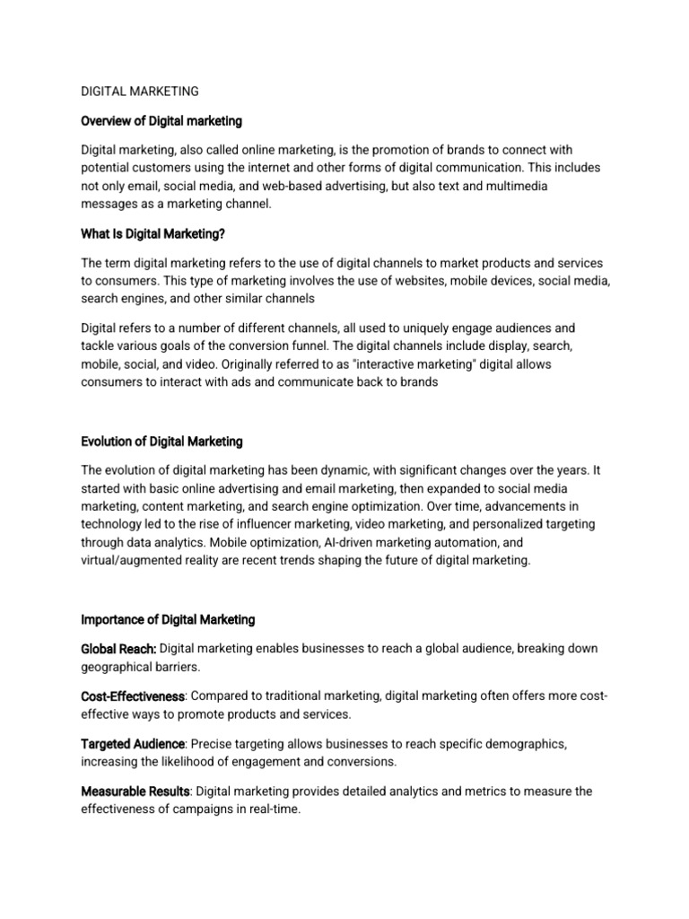 Digital Marketing Overview and Benefits | PDF