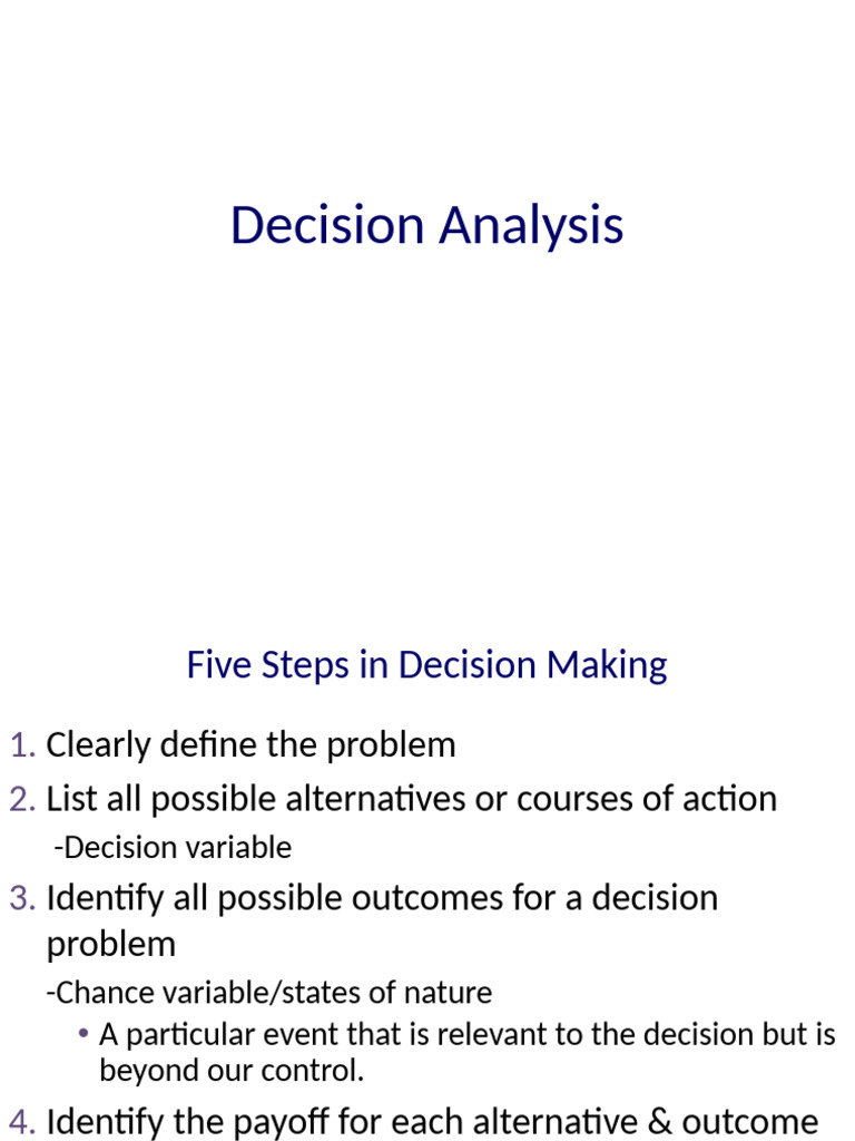 Decision Analysis: Five Steps Explained | PDF