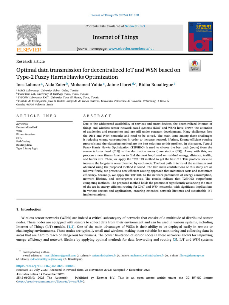 Q1 Optimal Data Transmission For Decentralized IoT and WSN Based | PDF ...