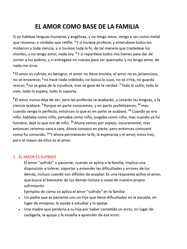 El Amor Como Base de La Familia | PDF | Amor | Envidia