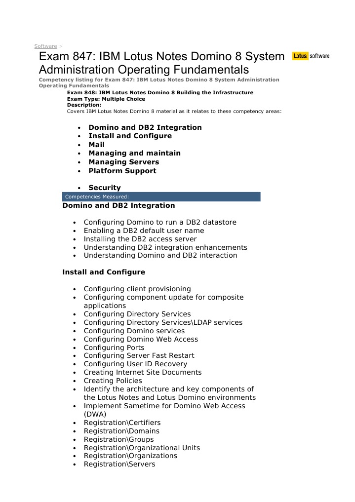 IBM Lotus Notes Domino 8 Exam Guide | PDF | Ibm Notes | Computer ...