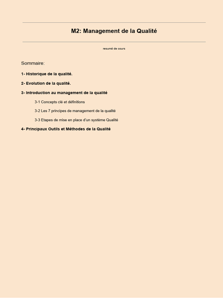 Management de la Qualité : Concepts Clés | PDF | Système de management ...