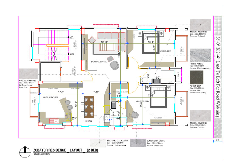 Zobayer Residence - Layout (2 Bed) | PDF