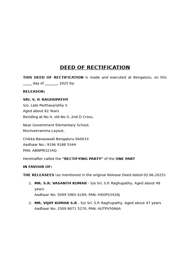 Deed of Rectification for Property Errors | PDF | Natural Resources Law ...