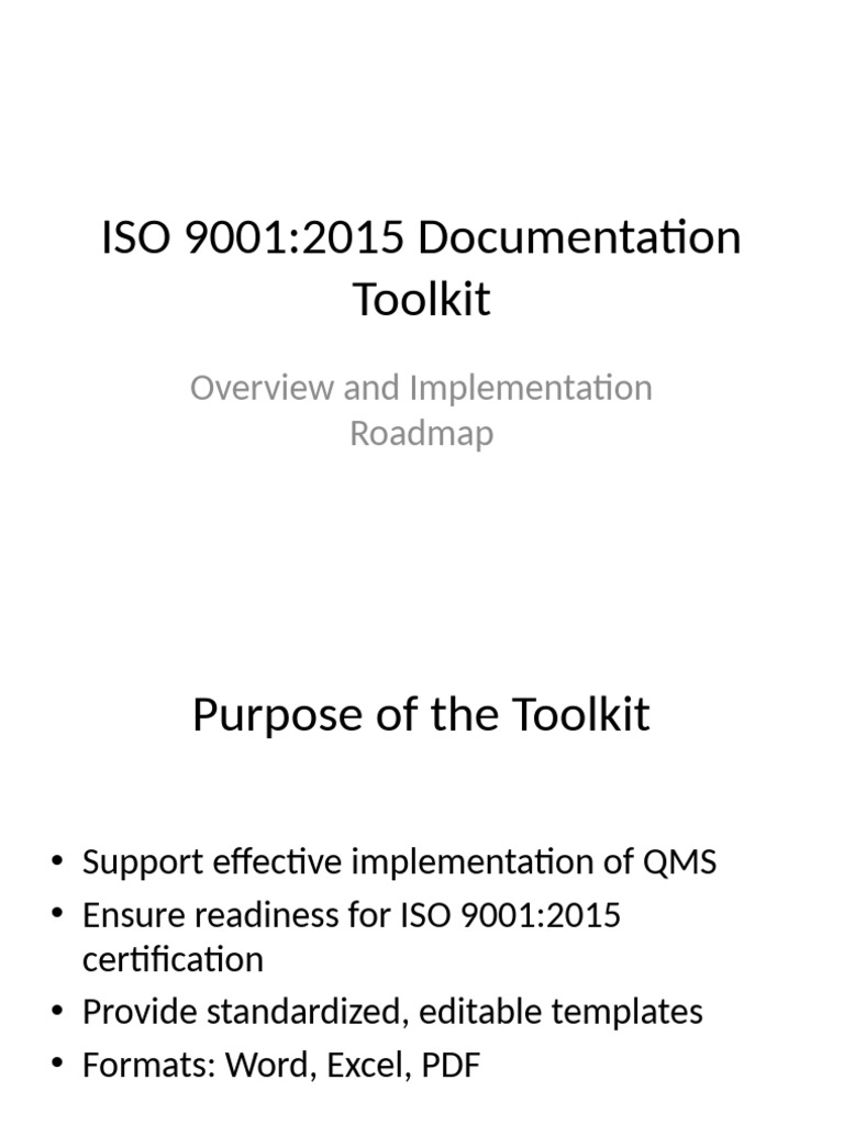 ISO 9001:2015 Toolkit Overview | PDF