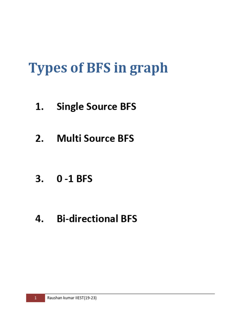 Different Types of BFS Algorithms in Graph | PDF | Vertex (Graph Theory ...