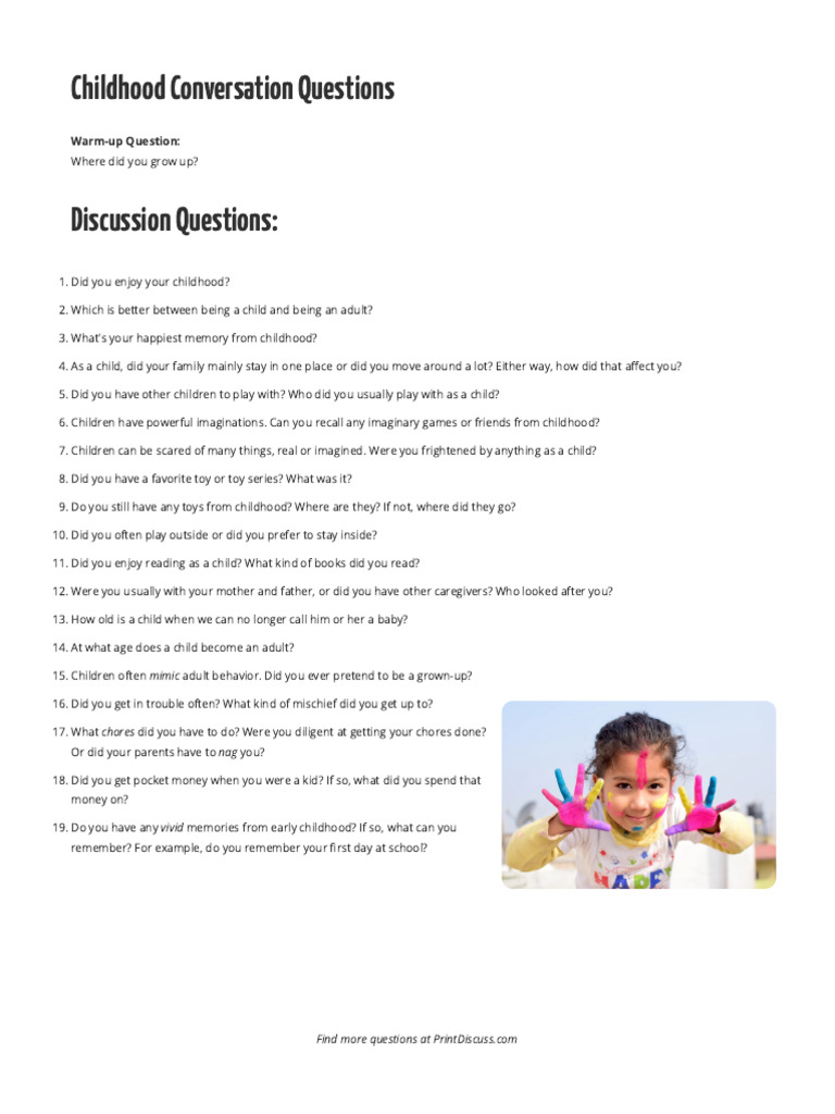 Childhood Conversation Questions | PDF