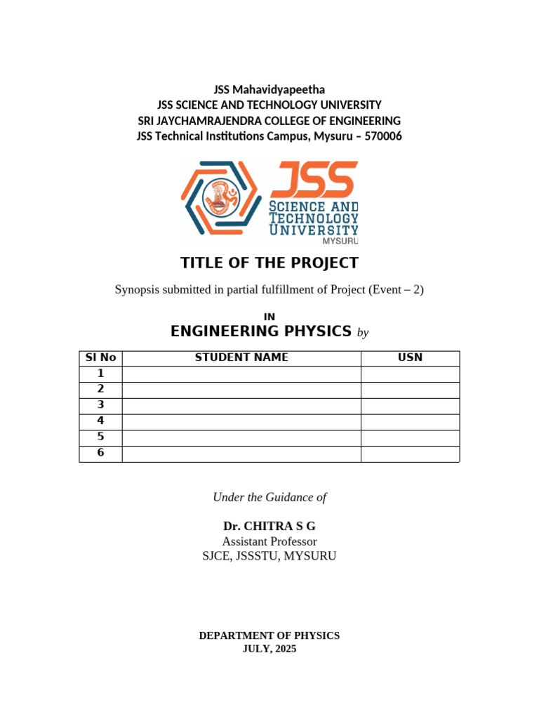 Engineering Physics Project Synopsis | PDF