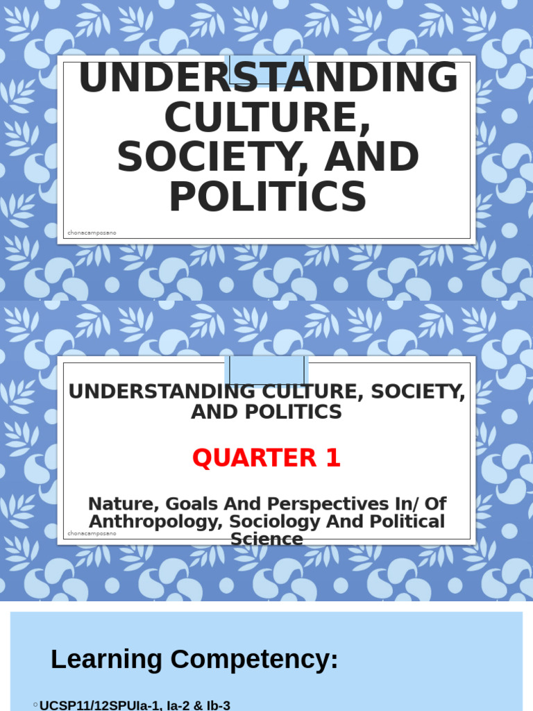 Q1 Nature Goals and Perspectives in of Anthropology Sociology and ...