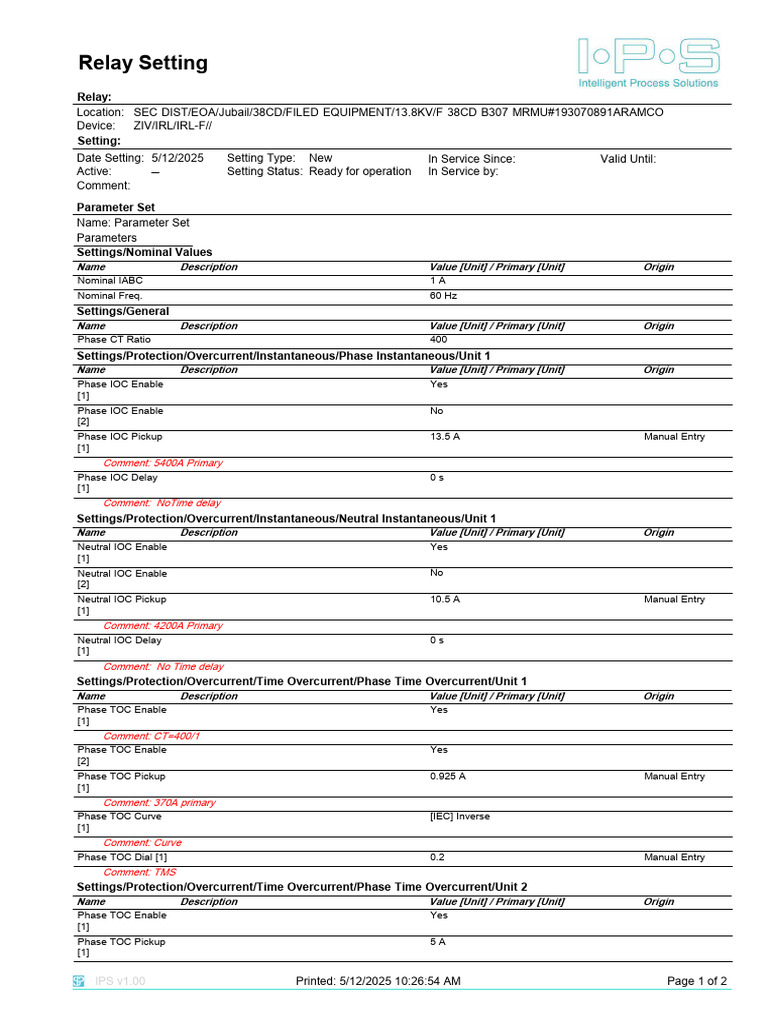 Mrmu-193070891 Ziv Irl Setting | PDF | Electrical Engineering | Electricity