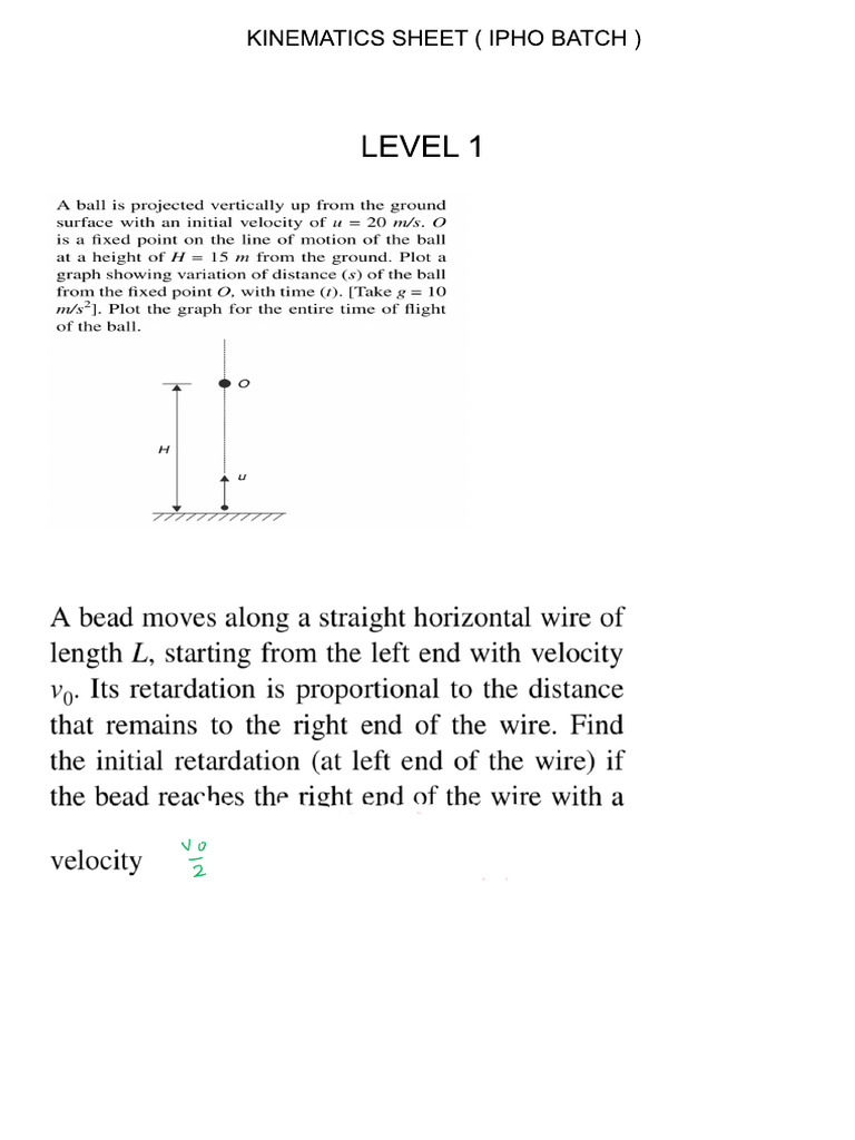 Kinematics Sheet 2 - 1 | PDF