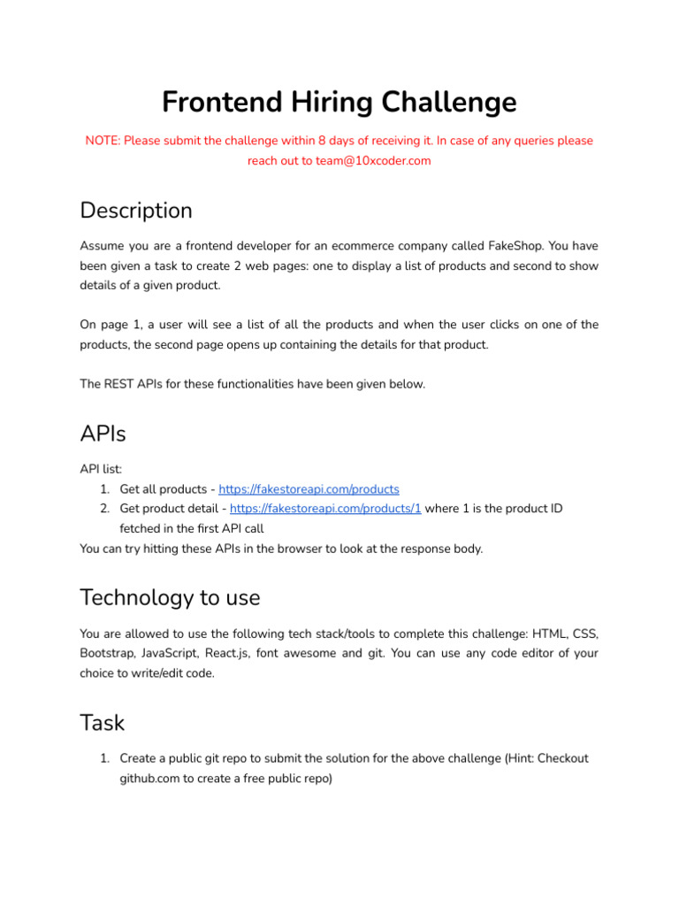 Frontend Developer Hiring Challenge | PDF | Computing | Software ...