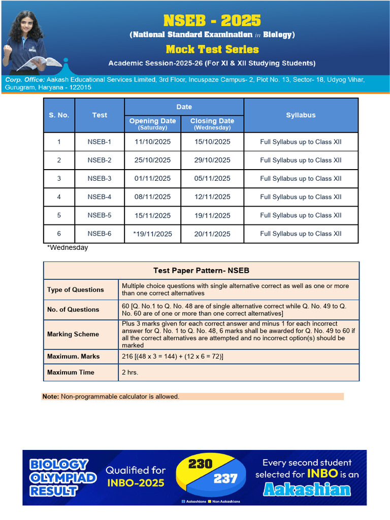 NSEB Exam Pattern and Marking Scheme | PDF