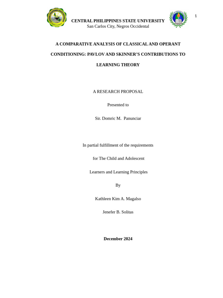 A Comparative Analysis of Classical and Operant Conditioning | PDF ...
