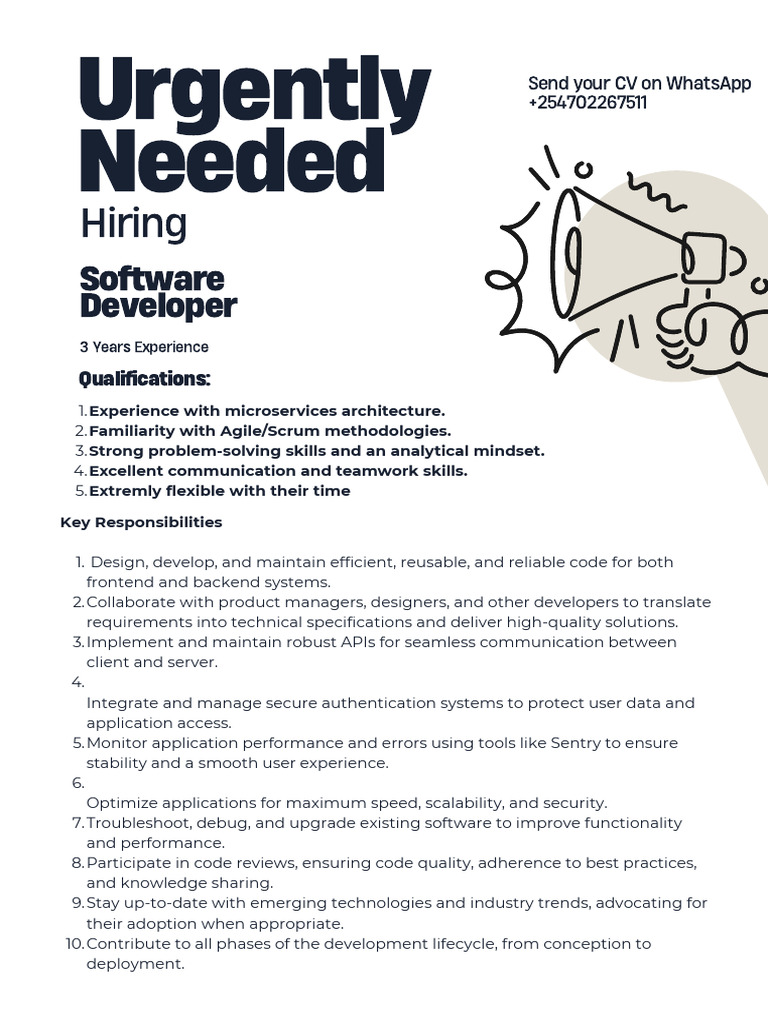 Software Developer Job Opening in Kenya | PDF | Software Development ...