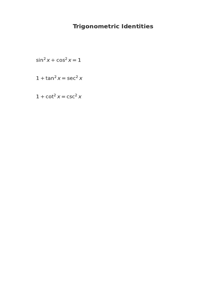 Class 12 Trigonometric Formulas Guide | PDF
