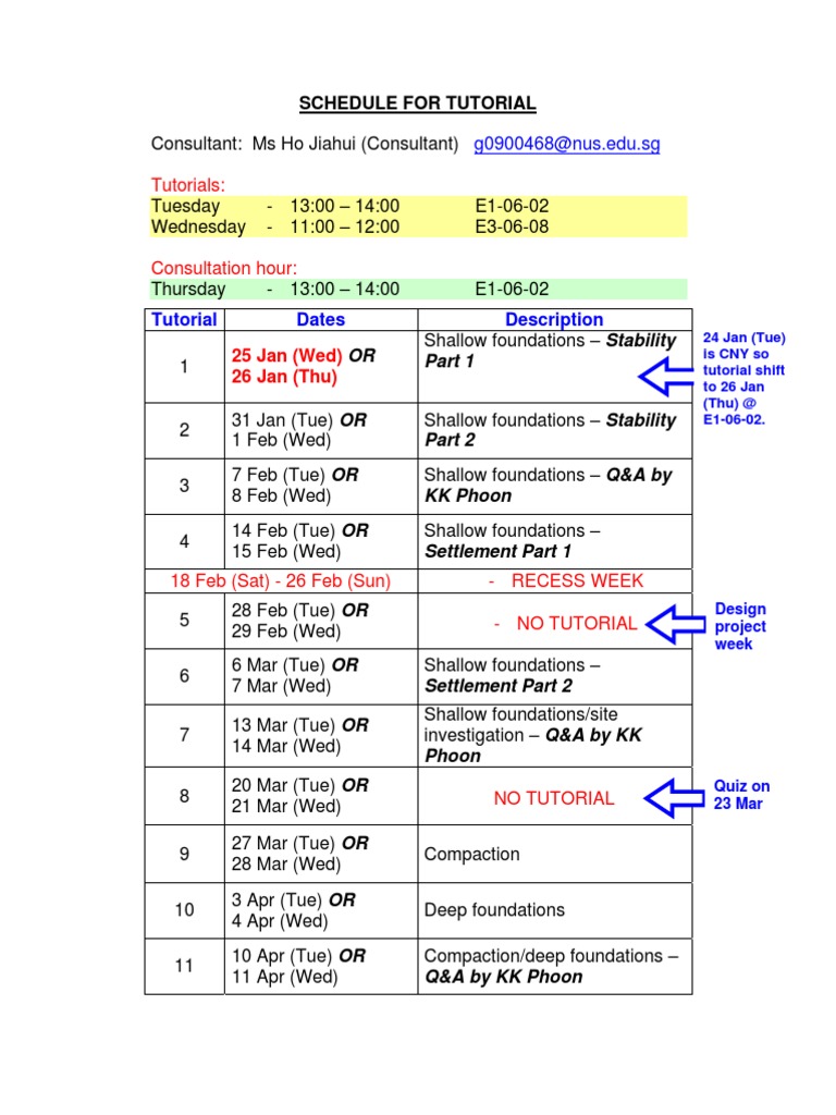Tutorial Schedule (2012) | PDF