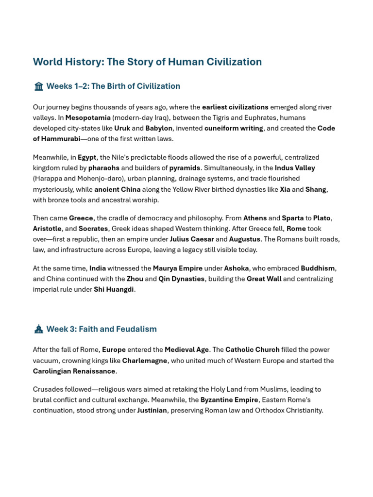 World History Summary in 16 Weeks | PDF | Europe