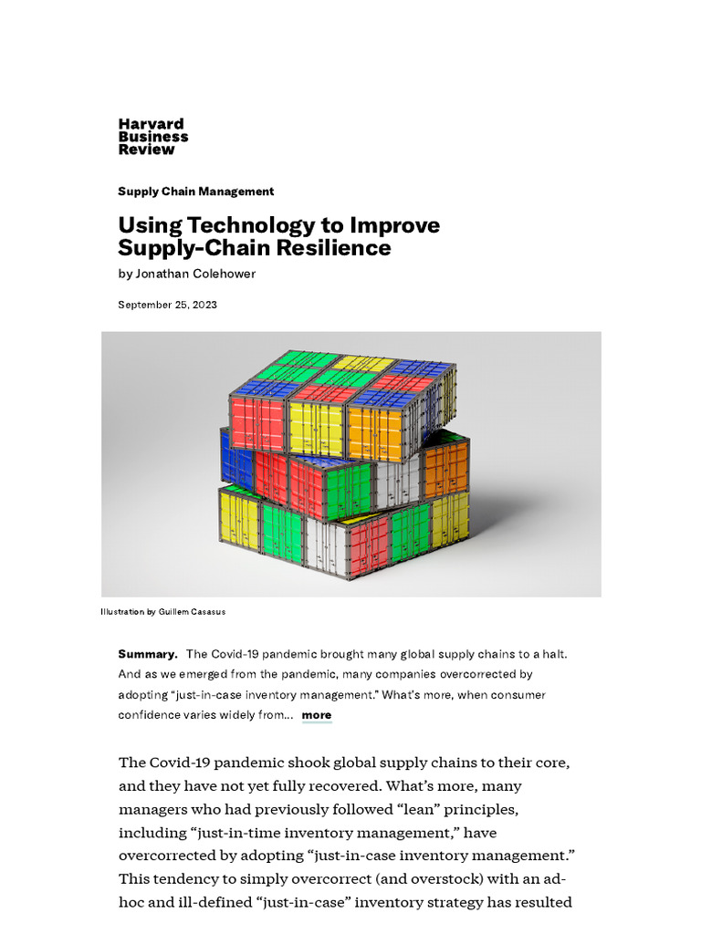 Enhancing Supply Chain Resilience with Tech | PDF | Supply Chain ...