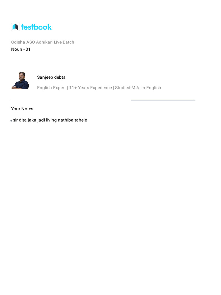 Noun - 01 - Notes | PDF