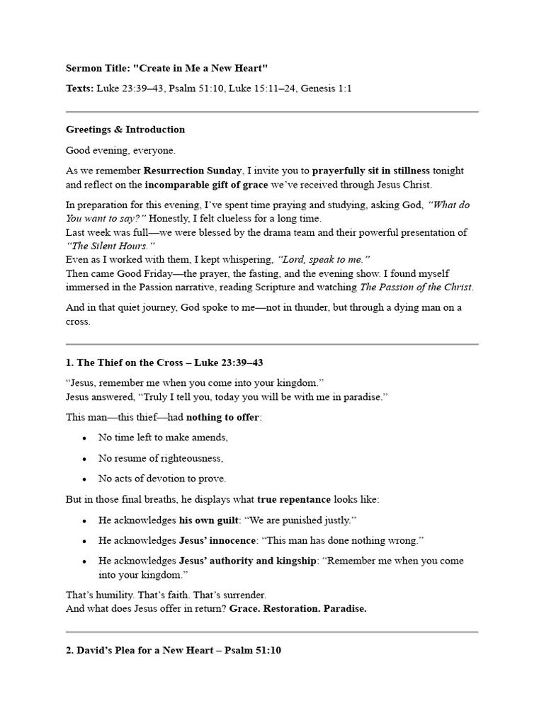 New Heart Through Repentance and Grace | PDF | Jesus | Prayer