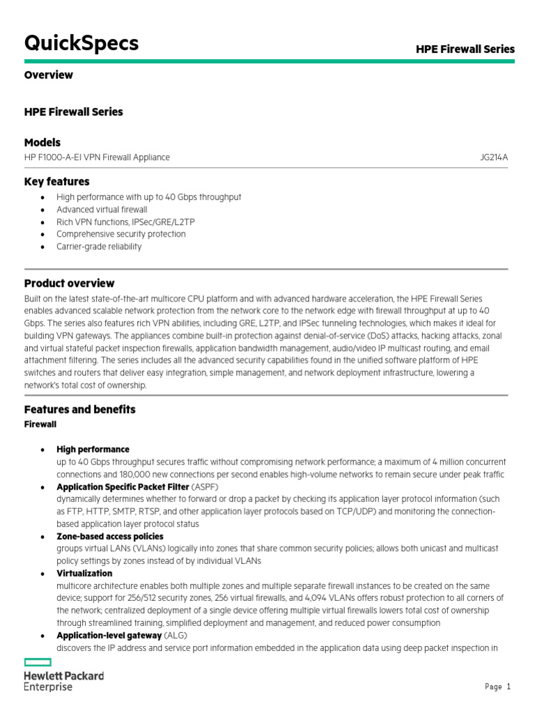 HPE Firewall Series Overview | PDF | I Pv6 | Radius